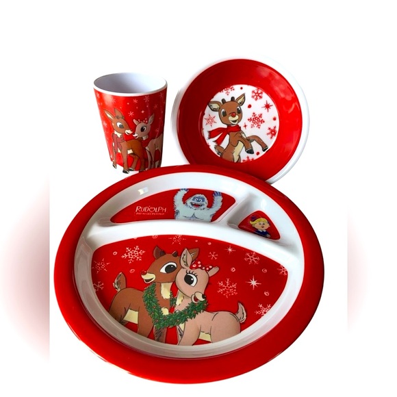 Rudolph the Red Nosed Reindeer Melamine Dining Set - Picture 1 of 7